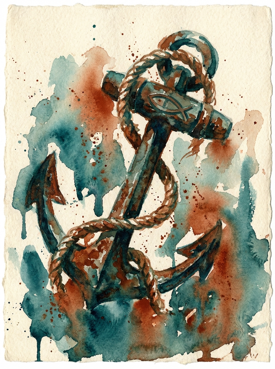Watercolor anchor representing our Christian faith