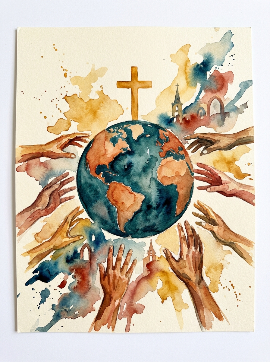 Watercolor globe representing our missional calling